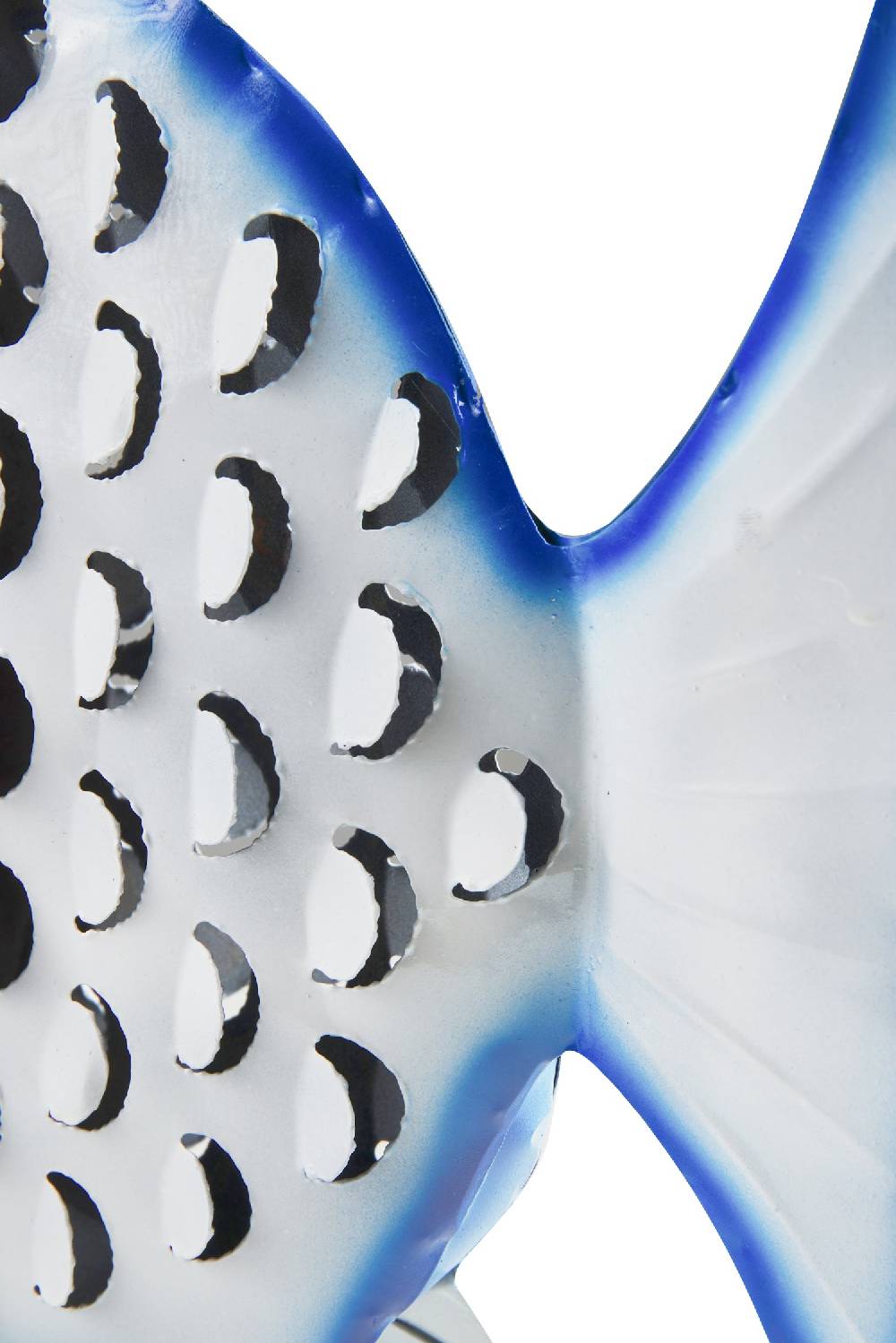 Novità Home Aquarium - Pesce Bianco Grande In Ferro Bianco Bordo Blu Vendita Calda