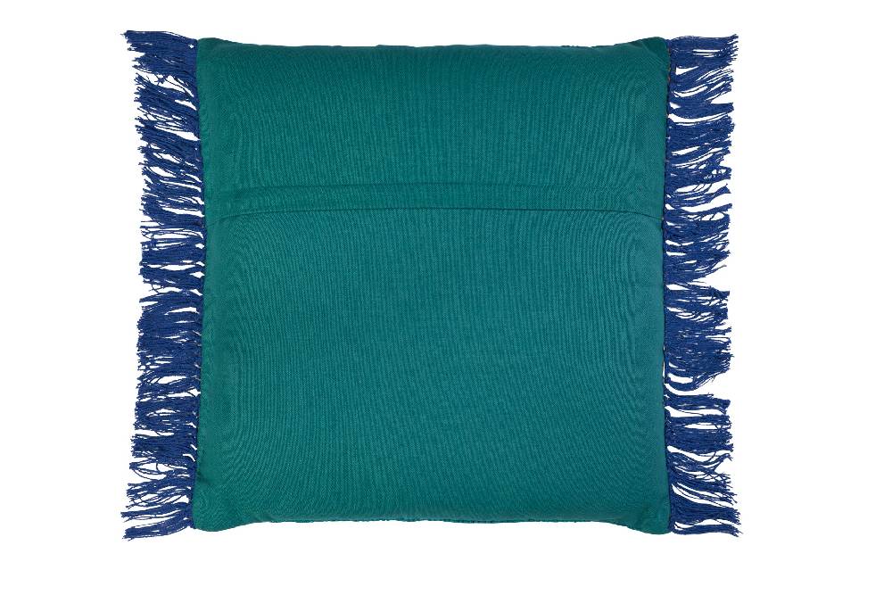 Novità Home Cuscino frange in cotone azzurro - 45x45 Liquidazione