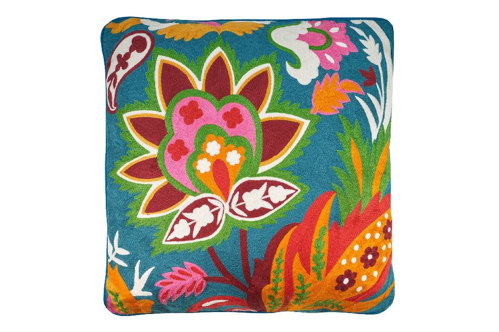 Novità Home Cuscini fiori colorati fondo blue lavorato a mano c/interno Ultimi due giorni