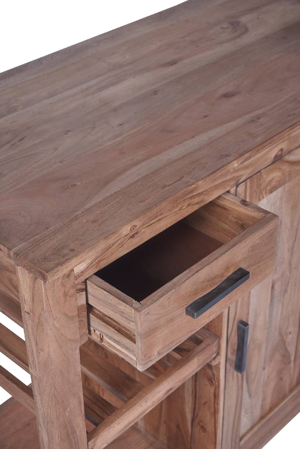 Novità Home Credenza postazione lavoro piano ampliabile e ruote in legno Fino al 50% di sconto