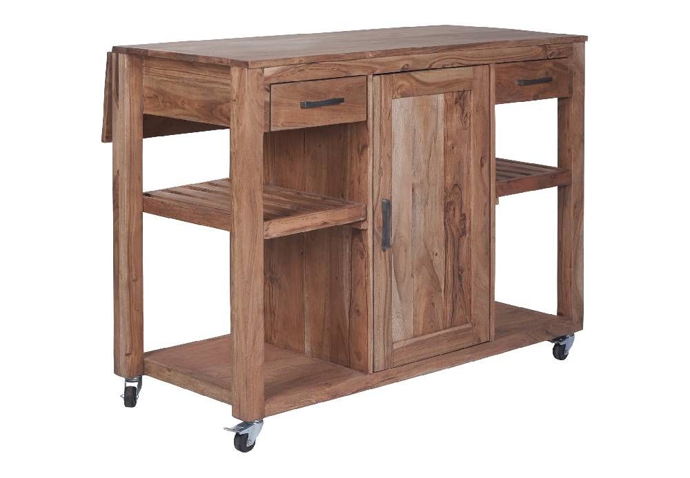 Novità Home Credenza postazione lavoro piano ampliabile e ruote in legno Fino al 50% di sconto