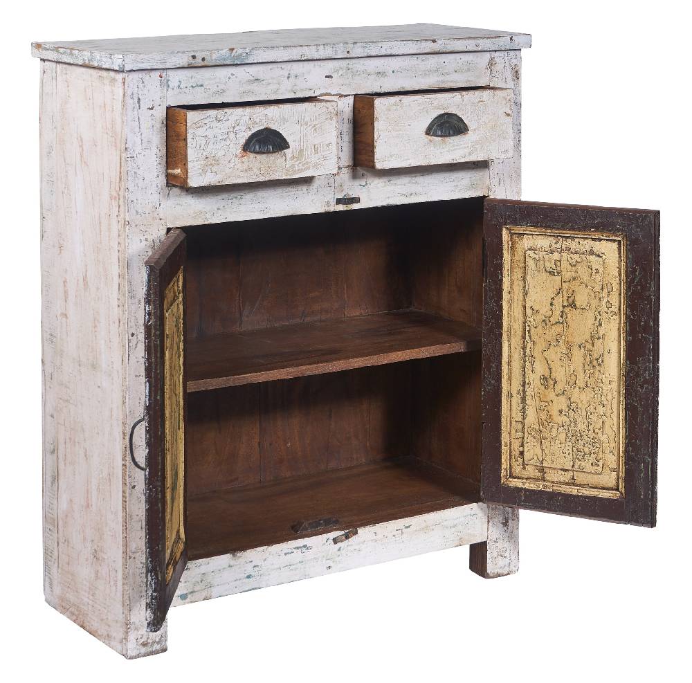 Novità Home Credenza piccola 2 sportelli in legno sbiancato Fino al 60% di sconto