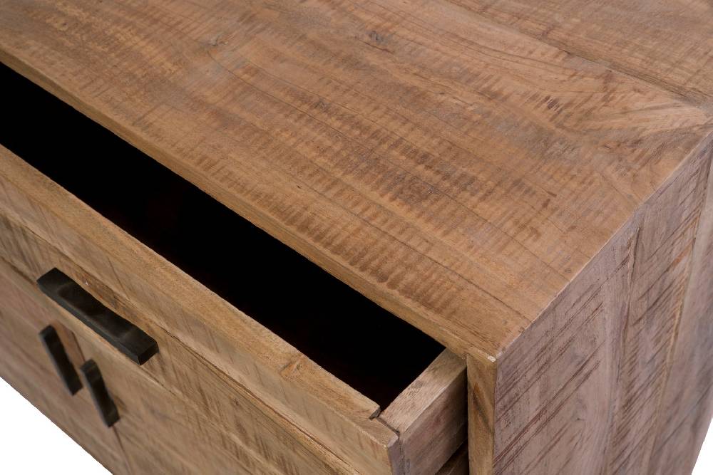 Novità Home Credenza alta 2 cassetti e sportelli in legno e metallo Sostegno trimestrale