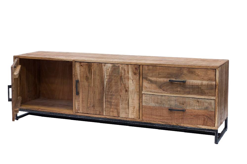 Novità Home Credenza 2 cassetti e sportelli in legno naturale e metallo Fino al 55% di sconto