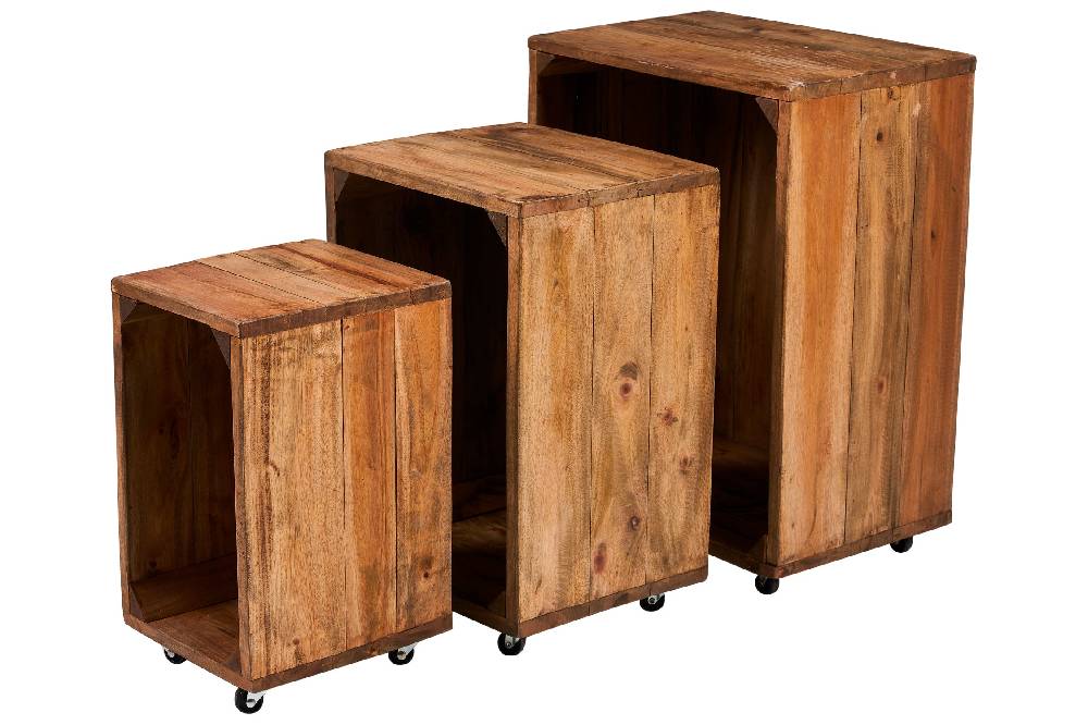 Novità Home Cordonnier - mobiletti aperti set 1/3 con ruote Officina