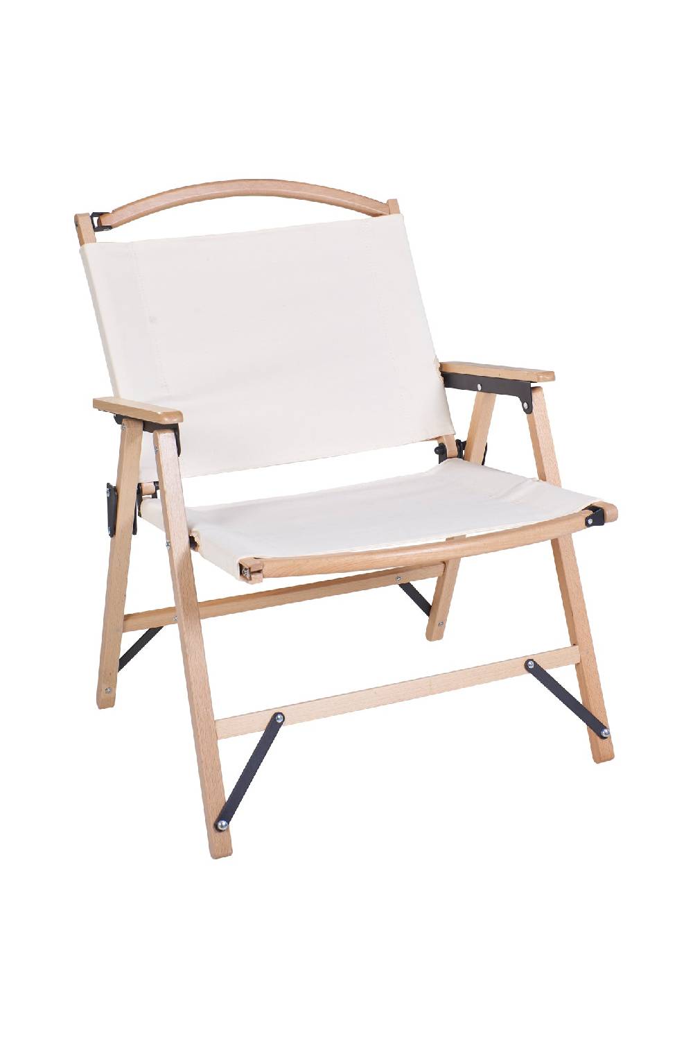 Novità Home Glamping - Poltrona Pieghevole in Tela e Legno di Faggio Beige Soddisfazione Garantita