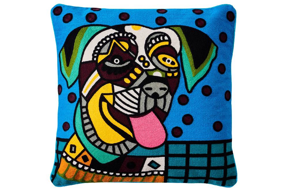 Novità Home Embroidery - cuscino pop art happy dog Comprare a buon mercato
