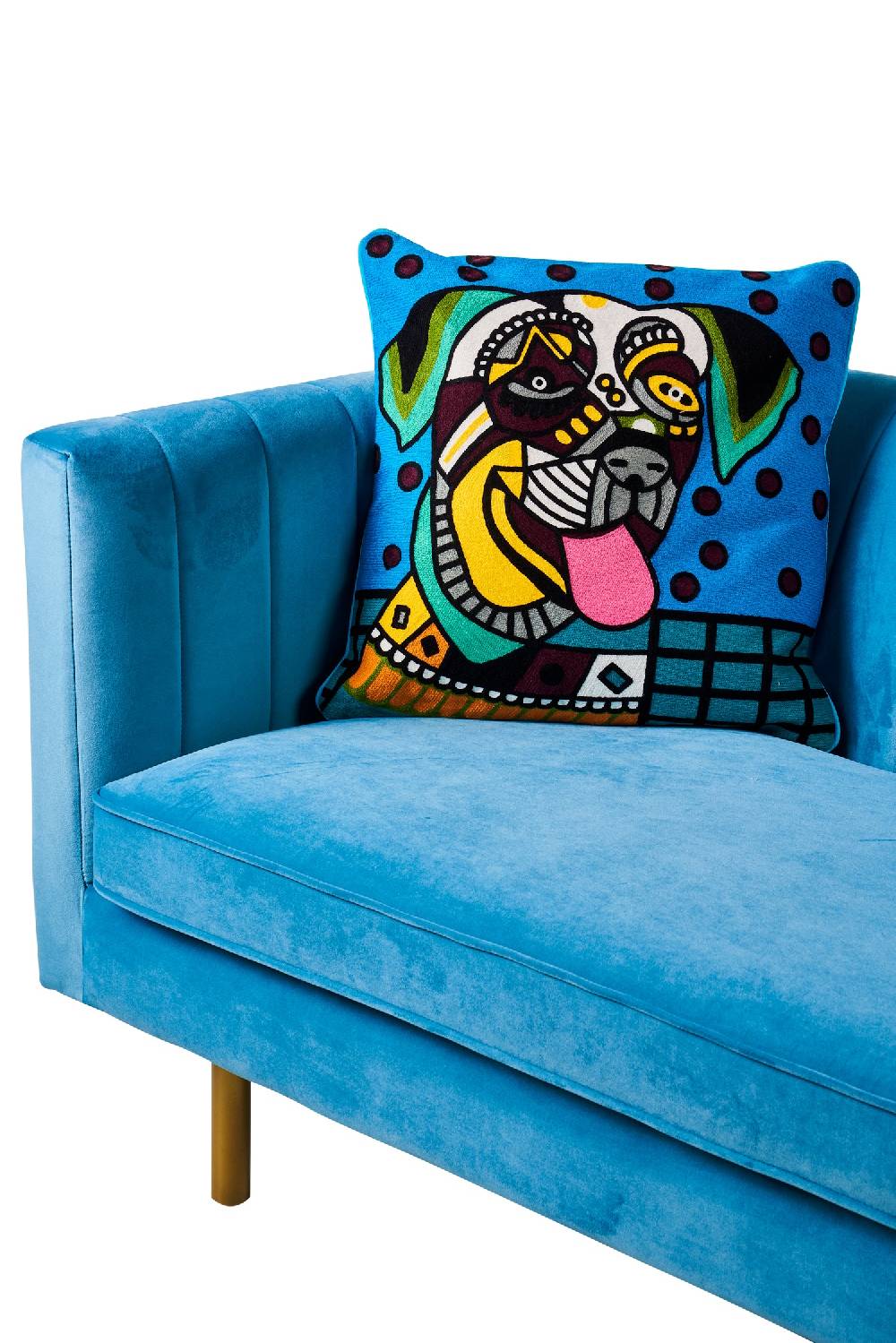 Novità Home Embroidery - cuscino pop art happy dog Comprare a buon mercato