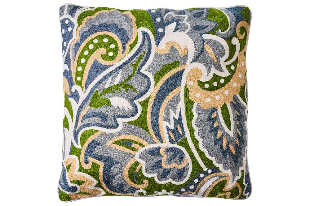 Novità Home Embroidery - cuscino foliage blu light gray Offerta Giorno del Papà