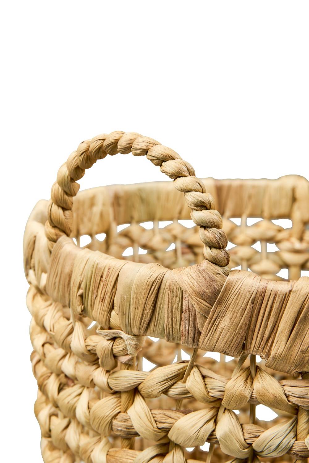 Novità Home Homemade - Ceste Tonde Set 1/3 Medie Con Manici Trama Treccia Vendita calda