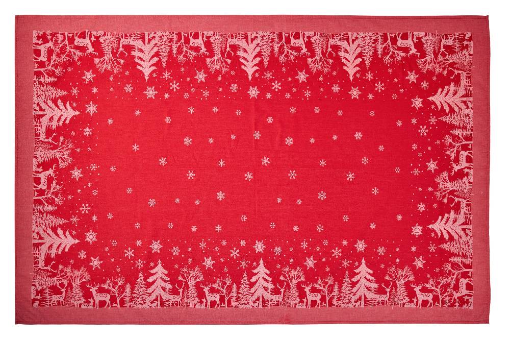 Novità Home Merry - Tovaglia Stampa Bosco Rossa Antipiega Offerte stagionali