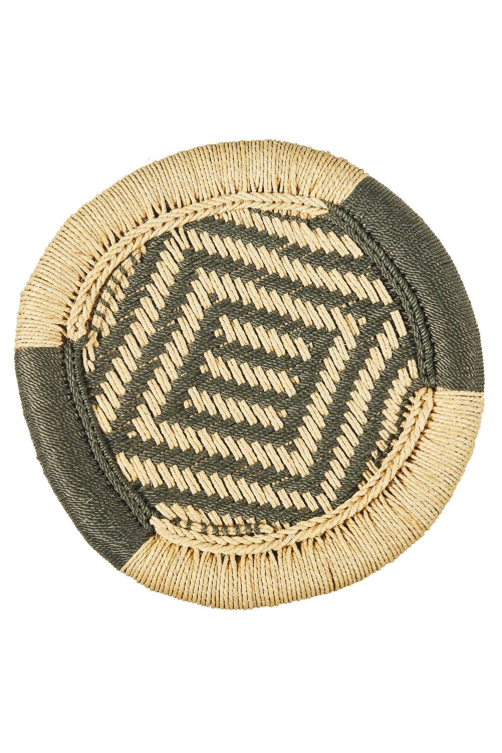 Novità Home Jambe - Sgabello Tondo Intreccio Color Naturale E Verde Sostegno trimestrale