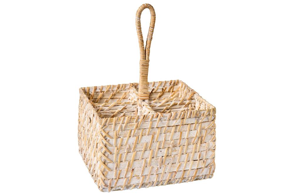 Novità Home Homemade - Cestino Rettangolare Condimenti 4 Divisori Con Manico Black Friday Prezzi