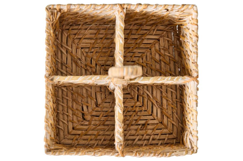 Novità Home Homemade - Cestino Rettangolare Condimenti 4 Divisori Con Manico Black Friday Prezzi