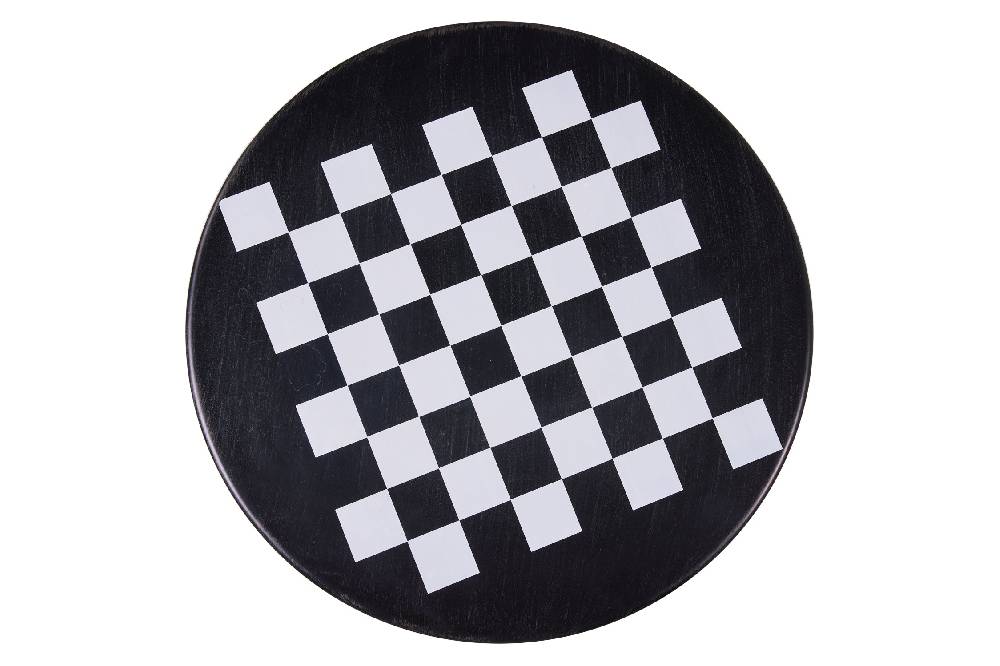 Novità Home Game - Set 1/3 Tavolino Nero Con Due Sedie Disegno Scacchiera Duty-free
