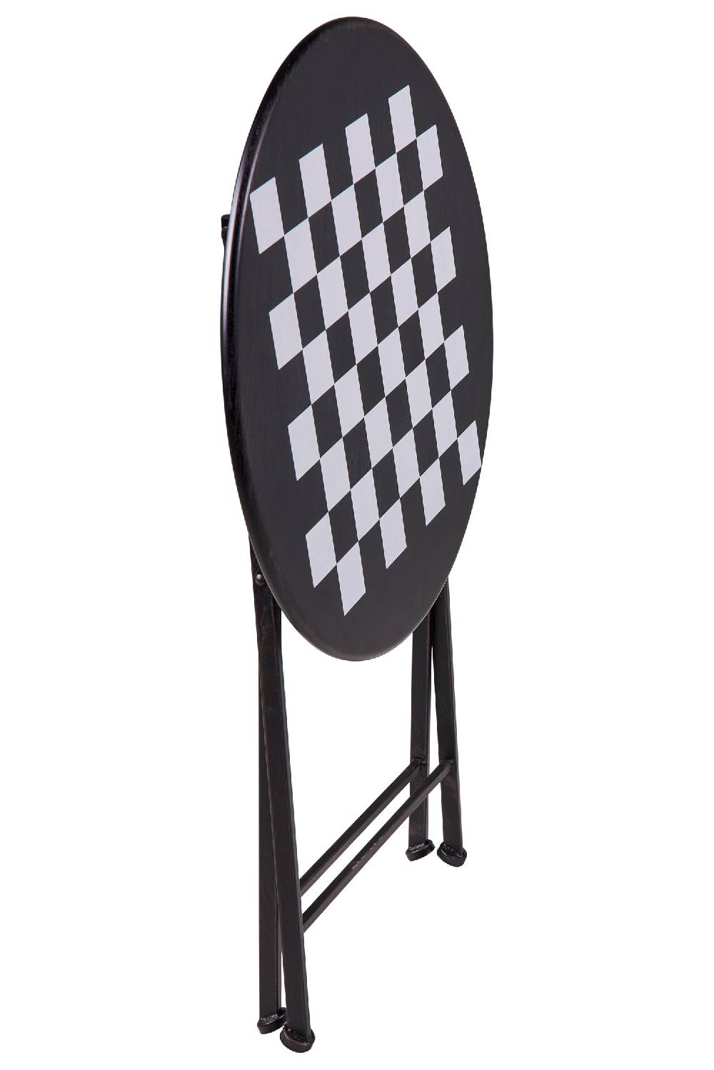 Novità Home Game - Set 1/3 Tavolino Nero Con Due Sedie Disegno Scacchiera Duty-free