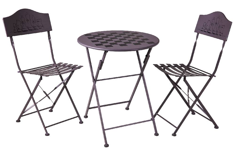 Novità Home Game - Set 1/3 Tavolino Grigio Con Due Sedie Diesgno Scacchiera 50% di sconto per tempo limitato