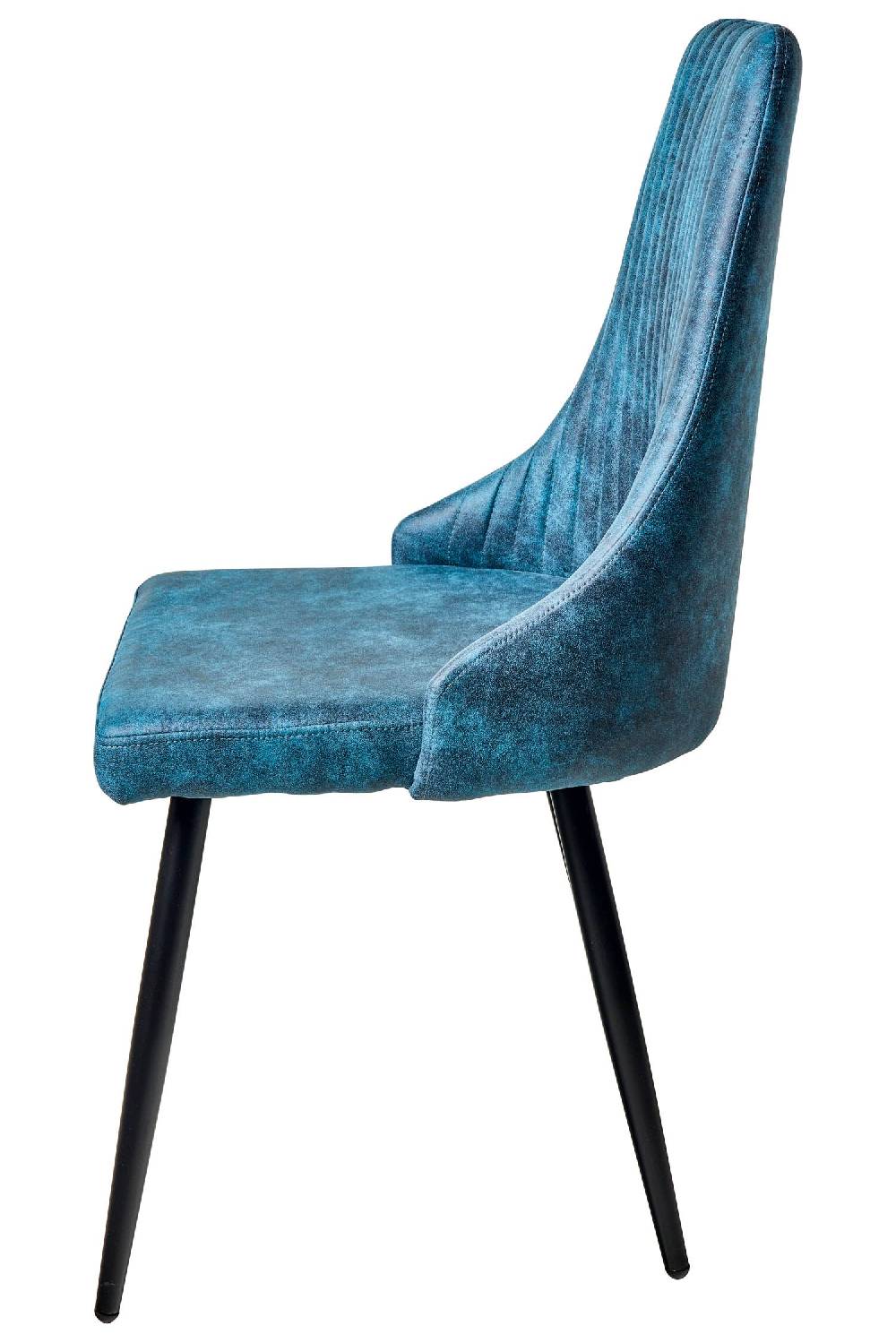 Novità Home Alfa - Sedia Tessuto Simil Pelle Tonalita Azzurra Gambe Nere Nuovo