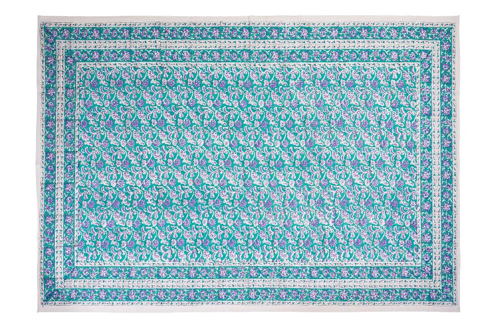 Novità Home Ostuni - mezzero doppio decor celeste in cotone - 270x270 Saldi