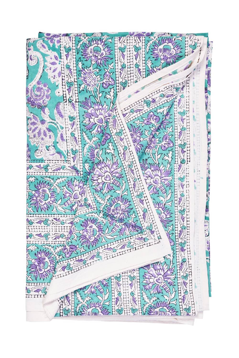Novità Home Ostuni - mezzero doppio decor celeste in cotone - 270x270 Saldi