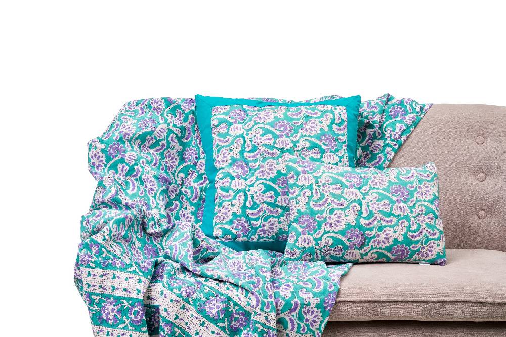 Novità Home Ostuni - mezzero doppio decor celeste in cotone - 270x270 Saldi