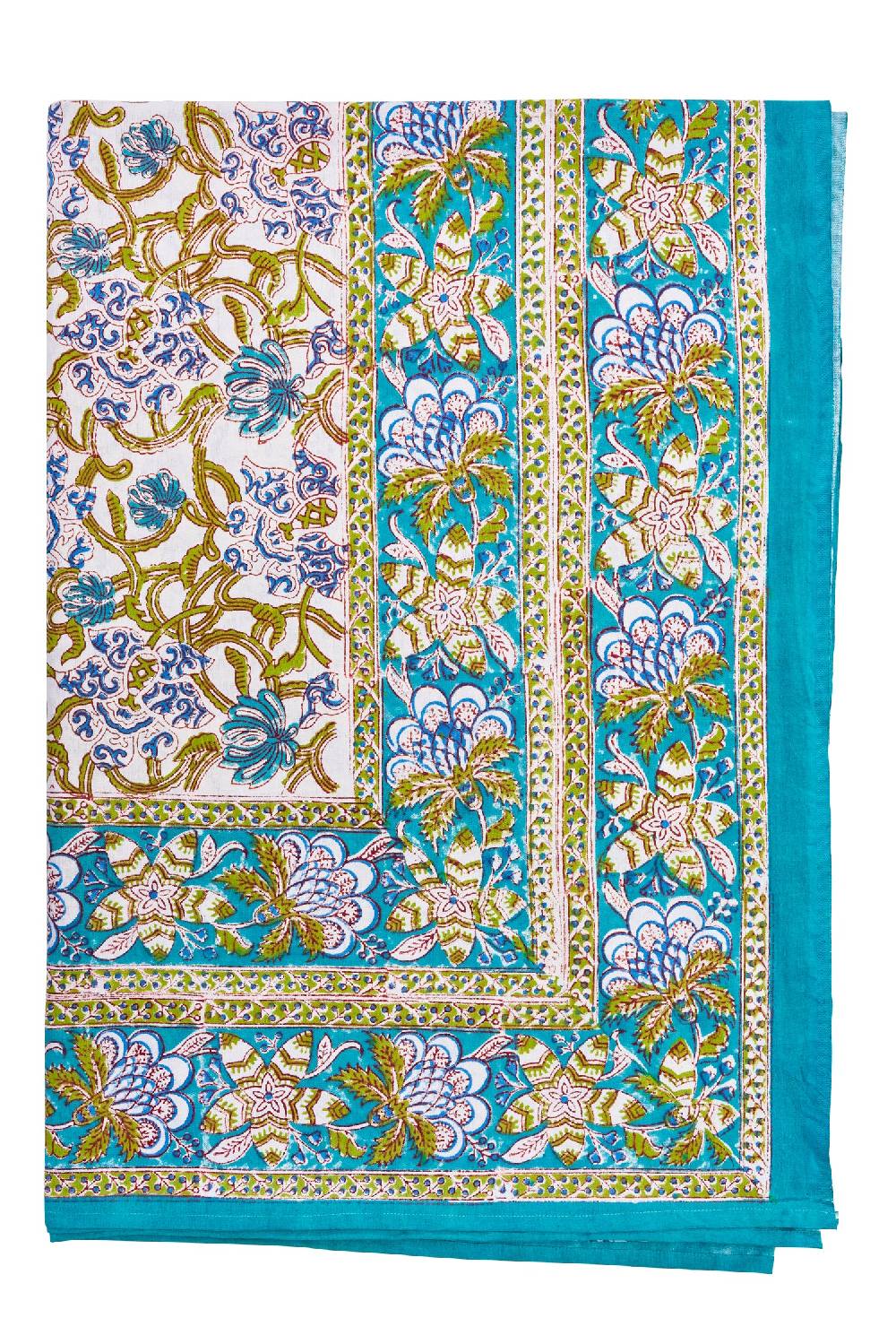 Novità Home Monreale - mezzero singolo decor turchese in cotone - 180x270 Grande vendita
