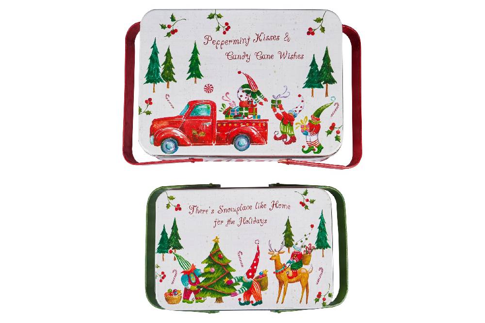 Novità Home Merry - scatola metallo set 1/2 peppermint kisses Vendite stagionali