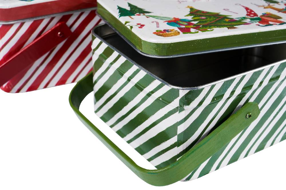 Novità Home Merry - scatola metallo set 1/2 peppermint kisses Vendite stagionali