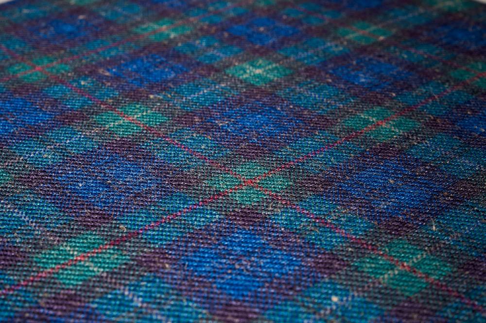 Novità Home Mackenzie - sgabello basso tondo tartan verde bleached Fino al 60% di sconto
