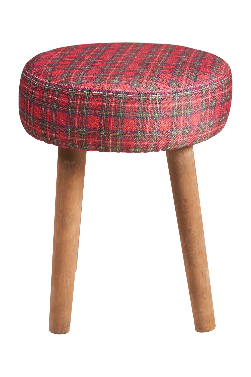 Novità Home Mackenzie - sgabello basso tondo tartan rosso bleached Fino al 65% di sconto