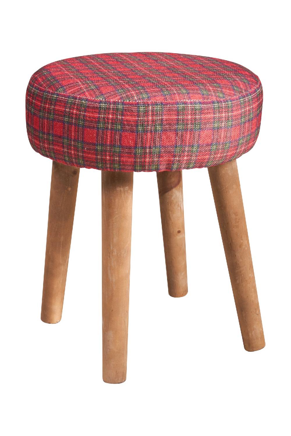 Novità Home Mackenzie - sgabello basso tondo tartan rosso bleached Fino al 65% di sconto
