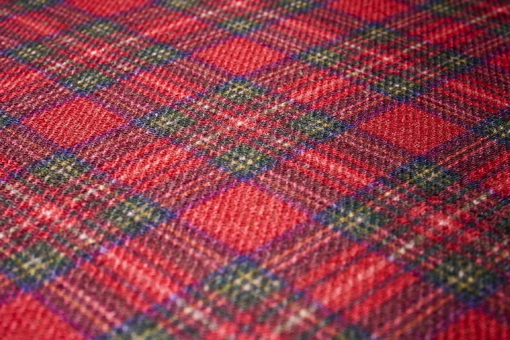 Novità Home Mackenzie - sgabello basso tondo tartan rosso bleached Fino al 65% di sconto