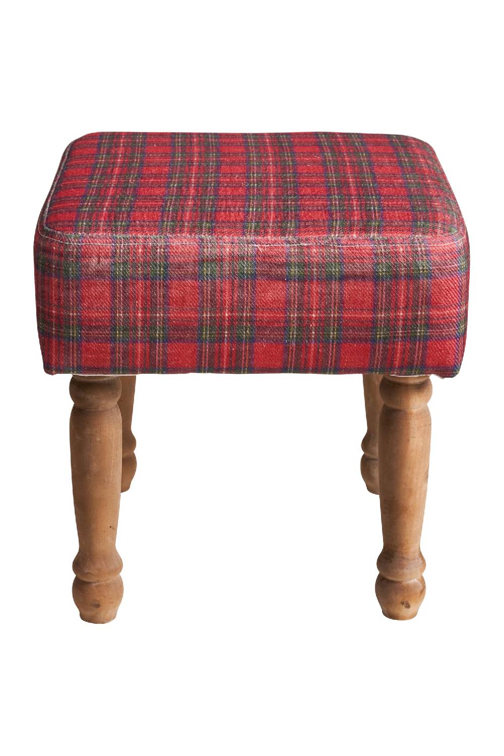 Novità Home Mackenzie - Sgabello in Cotone e Legno di Olmo Tartan Rosso e Verde Only for today