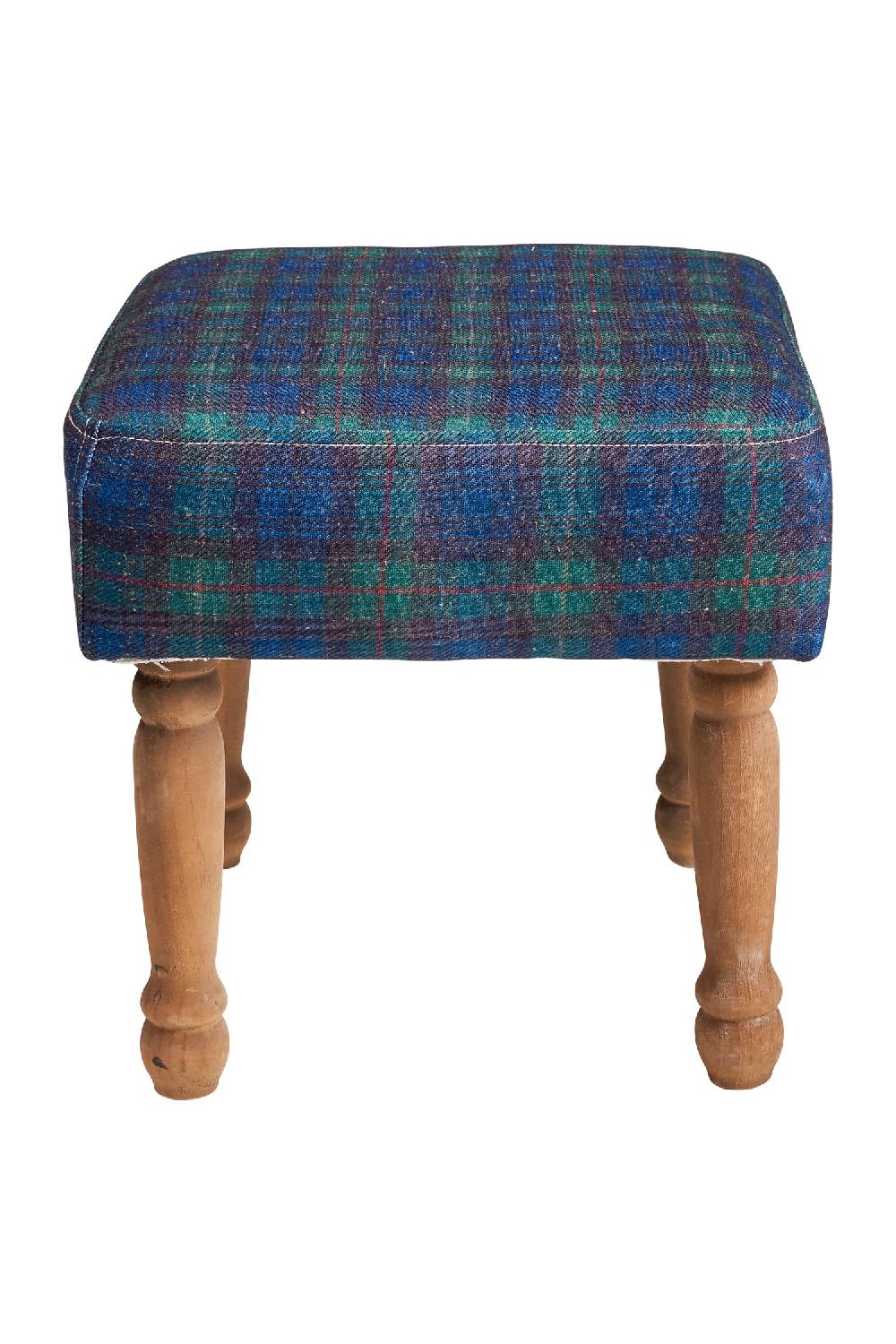 Novità Home Mackenzie - sgabello basso quadrato scozzese verde bleached Offerta speciale della fabbrica