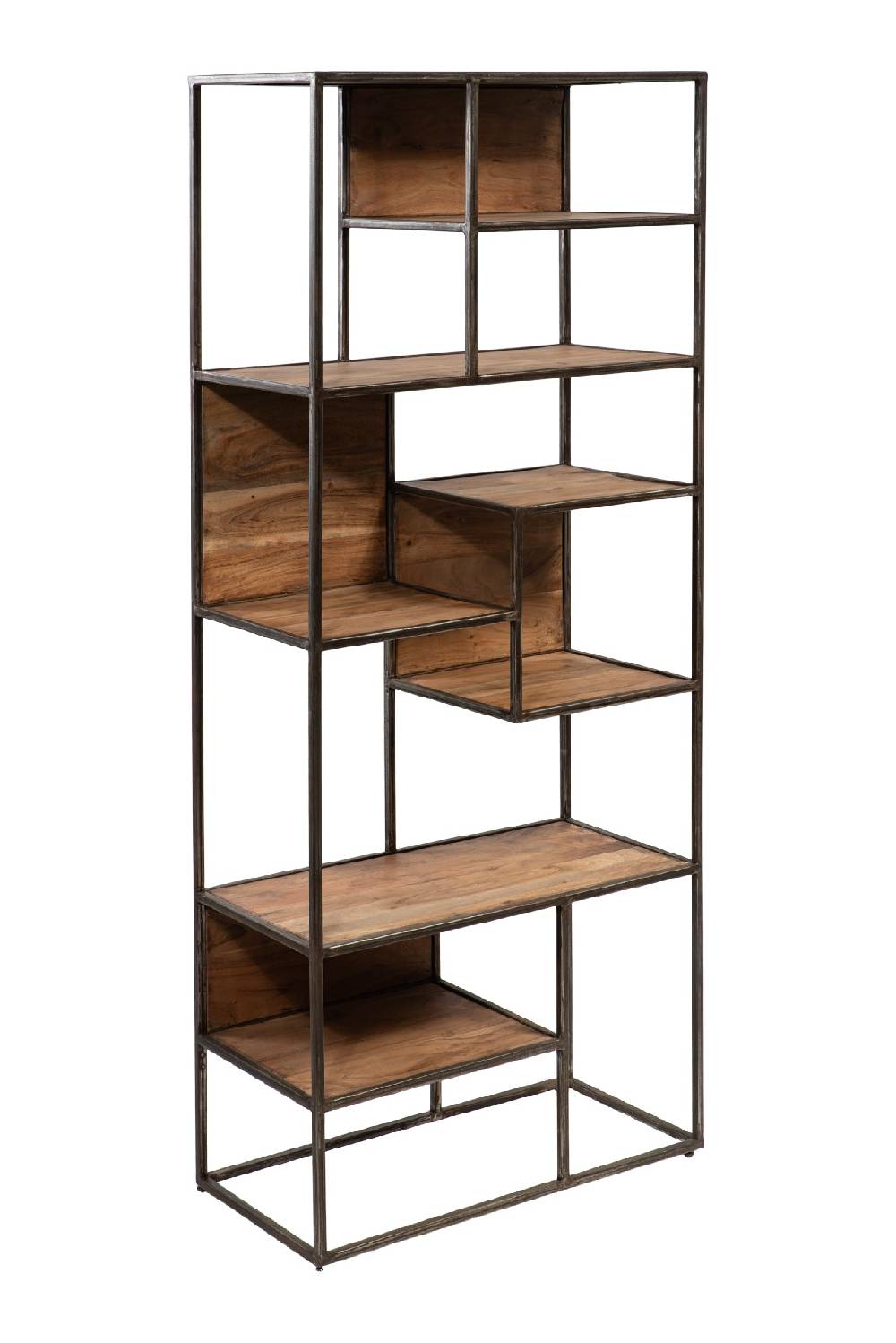 Novità Home Libreria con mensole sfalsate in legno e metallo 50% di sconto con spedizione gratuita