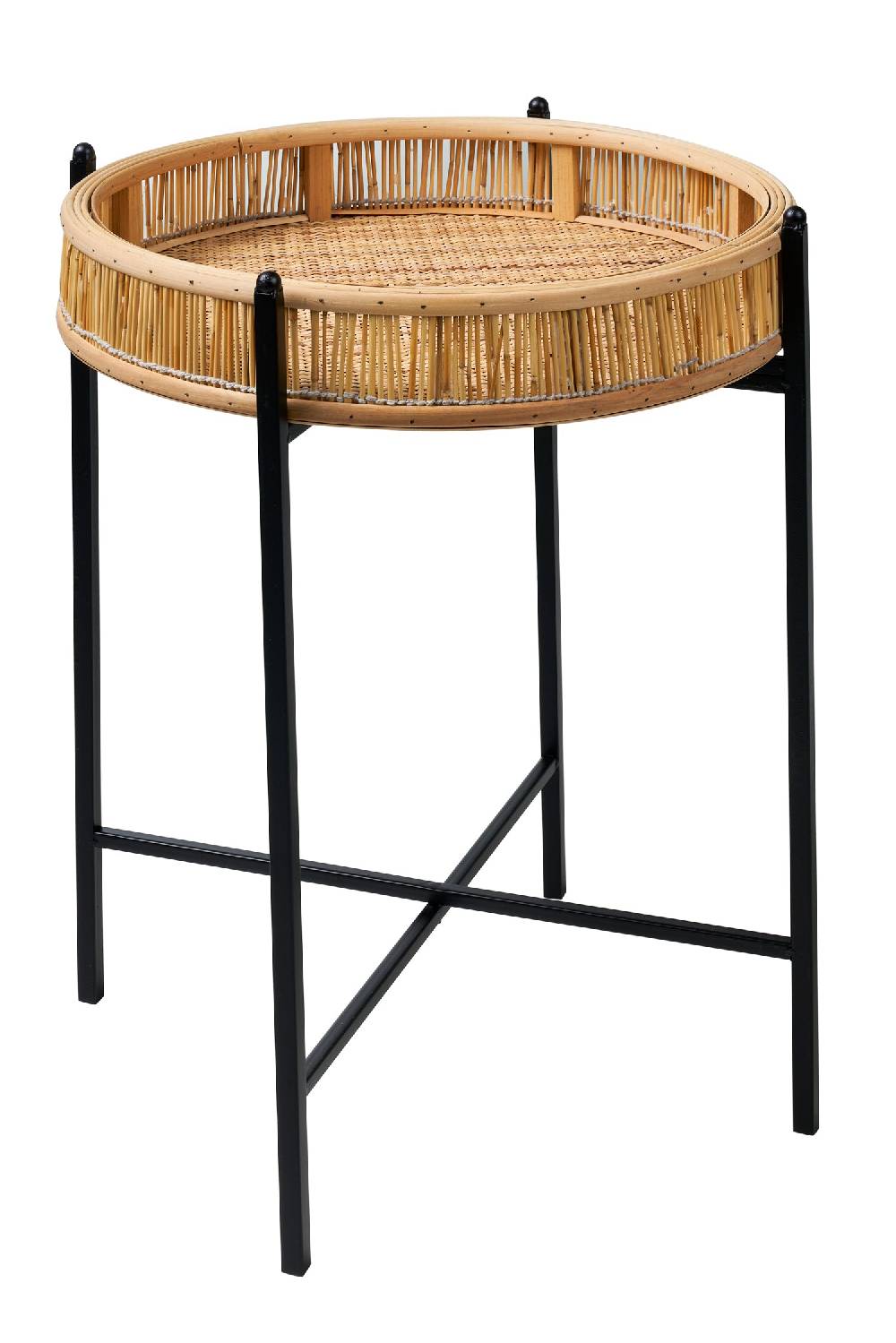 Novità Home Kyoto - pliant vassoio tondo in bambu con gambe in ferro Consegna Veloce