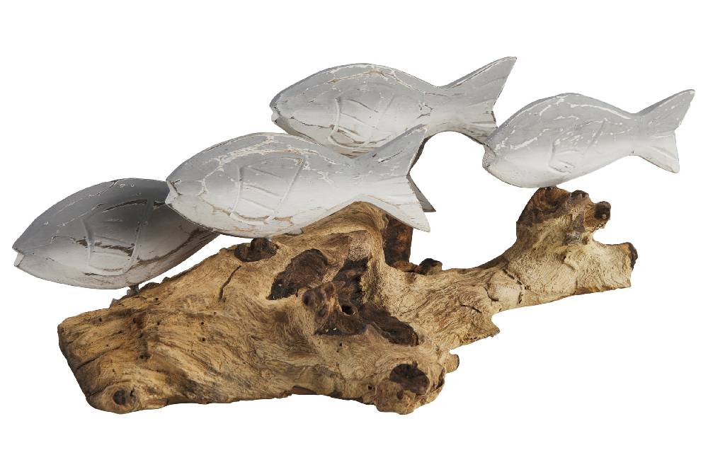 Novità Home Fish - Branco Pesci Grigi Su Tronco Negozio