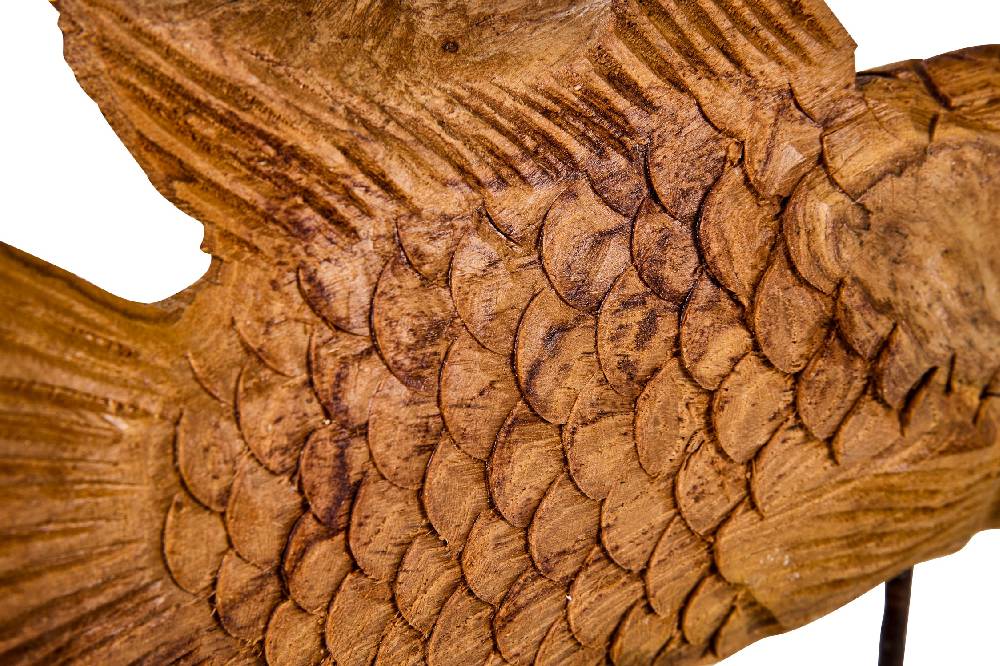 Novità Home Decor - Pesce Carving In Legno Su Piedistallo Grande Offerta natalizia
