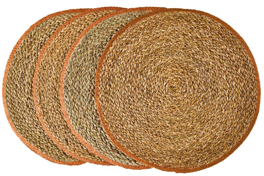 Novità Home Gourmet - Placemate Tondo Naturale Bordato Orange Set 1/4 50% di sconto per tempo limitato