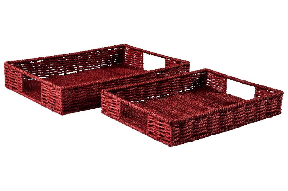 Novità Home Gourmet - Cesto Vassoio Rettangolare Burgundy Set 1/2 Italia