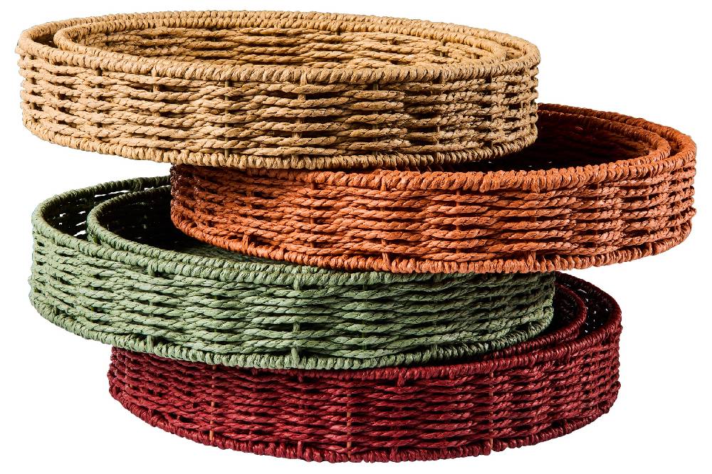 Novità Home Gourmet - Ceste Vassoio Tondo Burgundy Set 1/2 Nuovo
