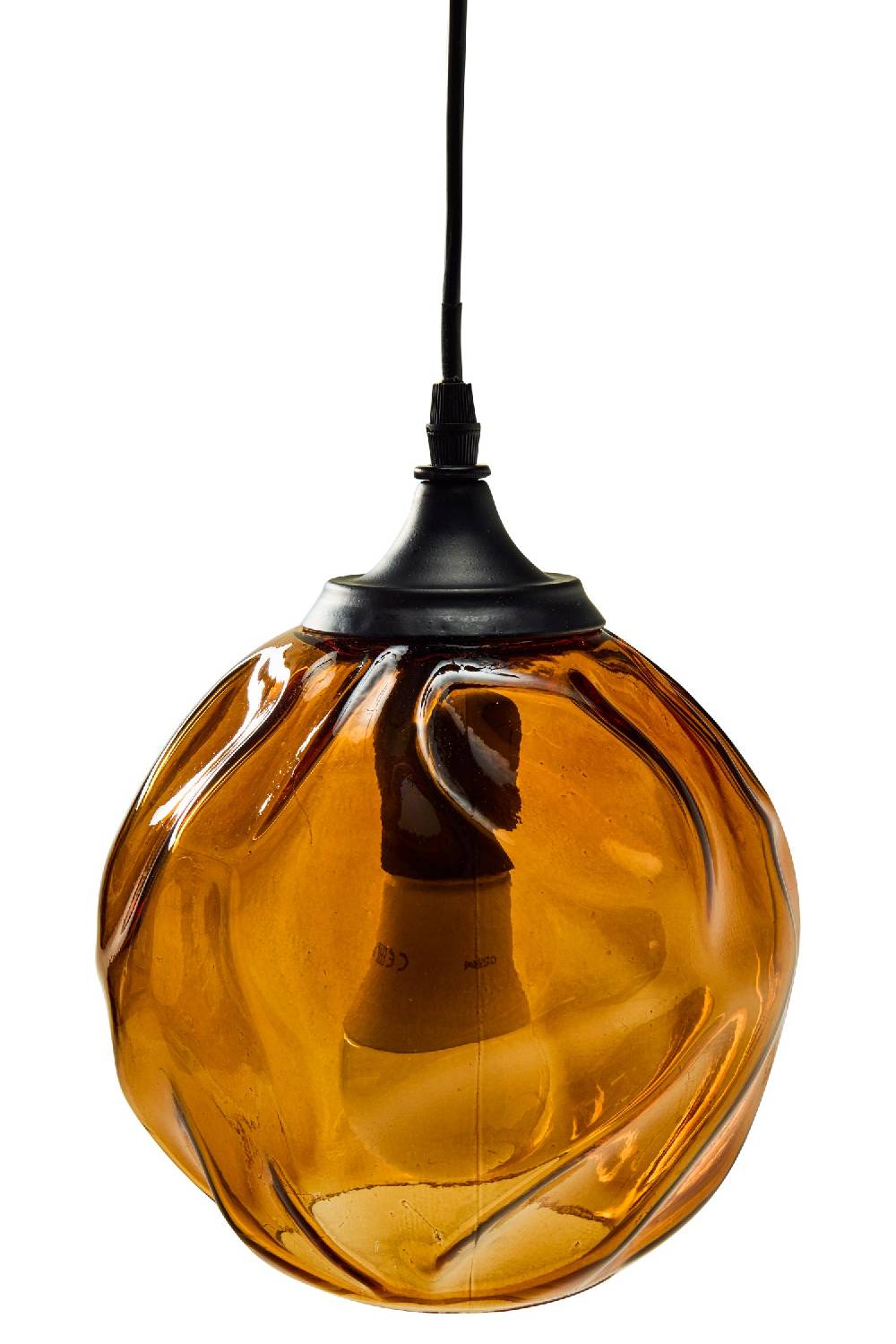 Novità Home Glass - Lampadario Sfera Imperfect Color Ambra Qualità