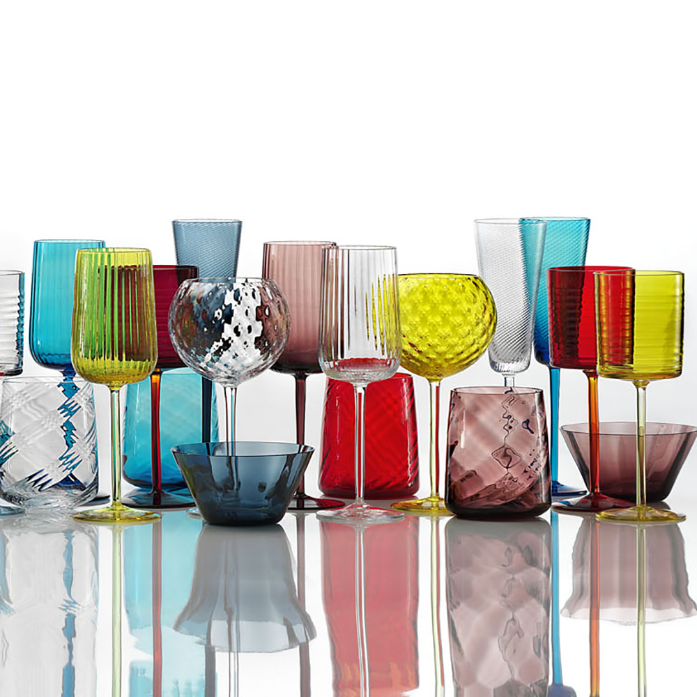 Masonmoretti White Wine Glass Gigolo Striped Orange Sconto