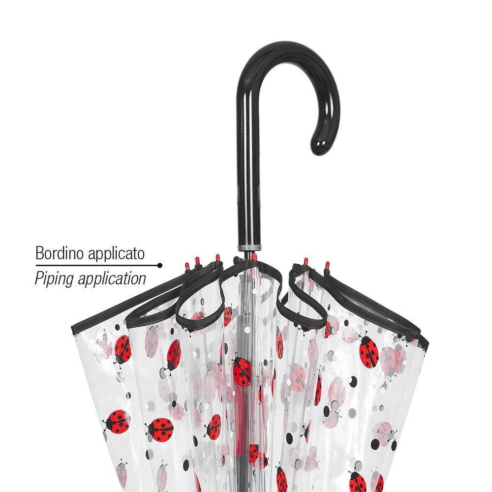 Perletti Ombrello Trasparente con Coccinelle Nuovo