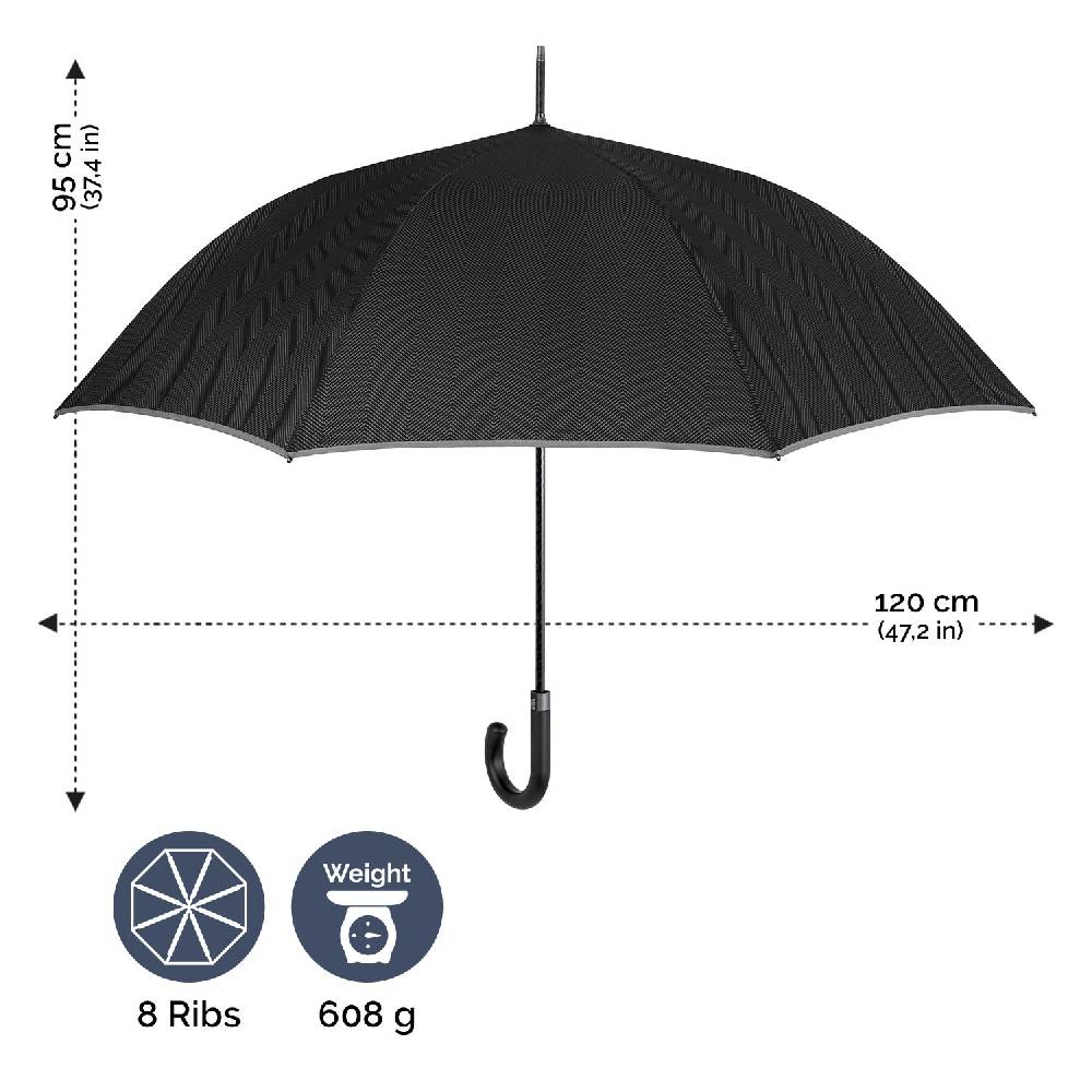 Perletti Ombrello Nero Bordo Catarifrangente Travel Flash Sale