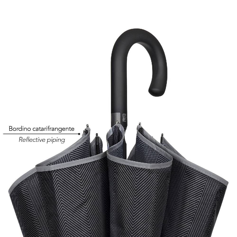 Perletti Ombrello Nero Bordo Catarifrangente Travel Flash Sale