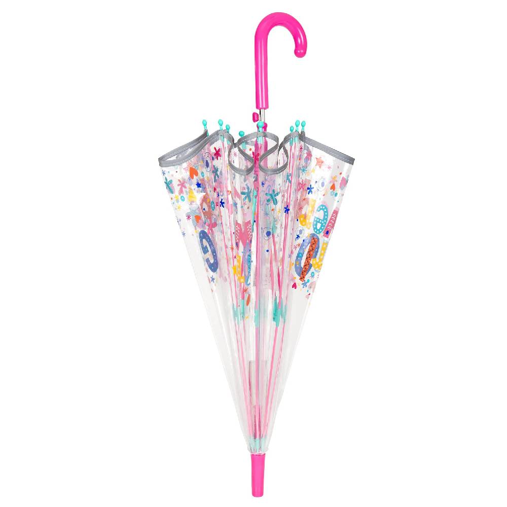 Perletti Ombrello Trasparente Girl Power Automatico Convenienza