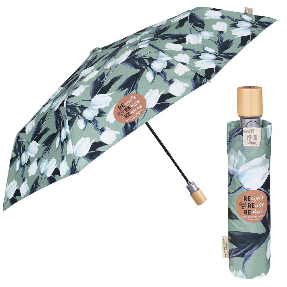 Perletti Ombrello Green Pieghevole Tulipani