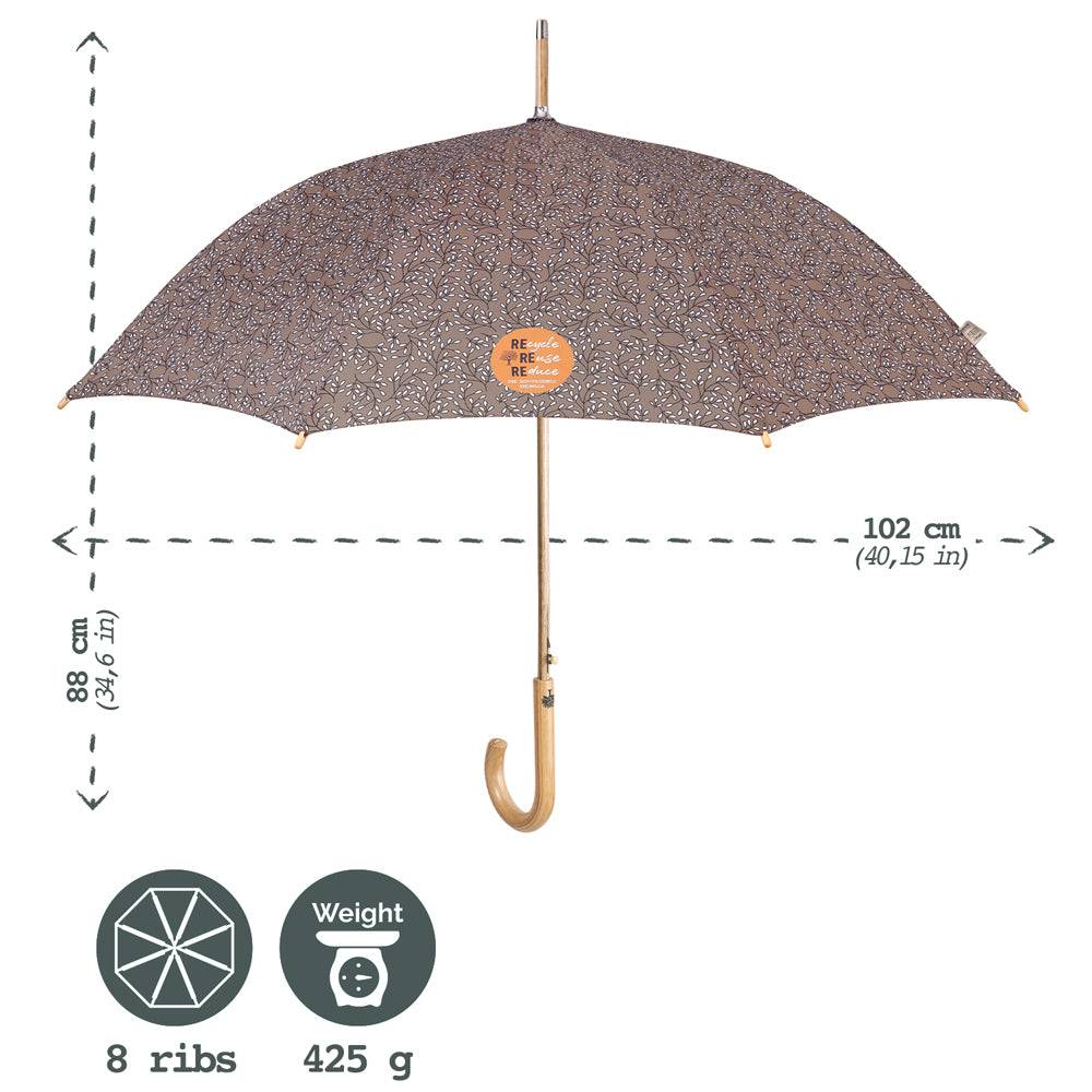 Perletti Ombrello Green Lungo con Foglie In Vendita