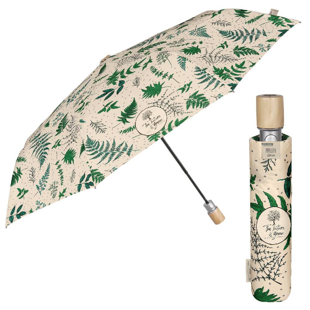 Perletti Ombrello Green Pieghevole Beige